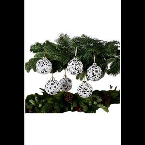 Hotel du Cobb 6-Pack Glass Ball Ornaments by Dennis Basso Black